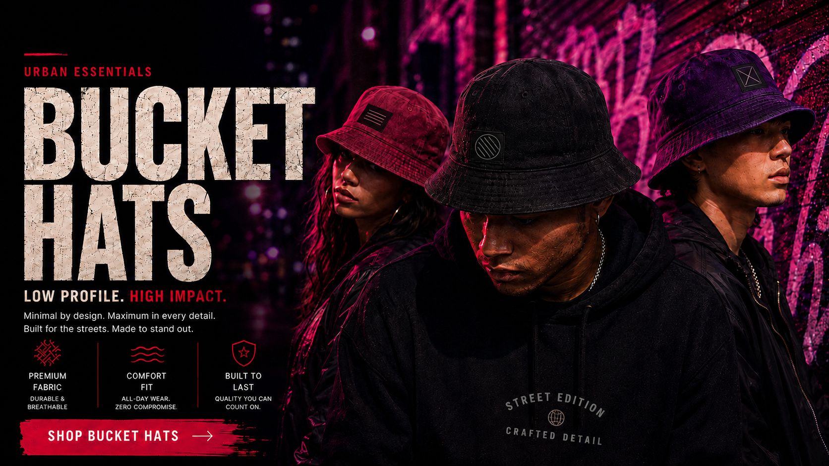 Bespoke bucket hats streetwear campaign