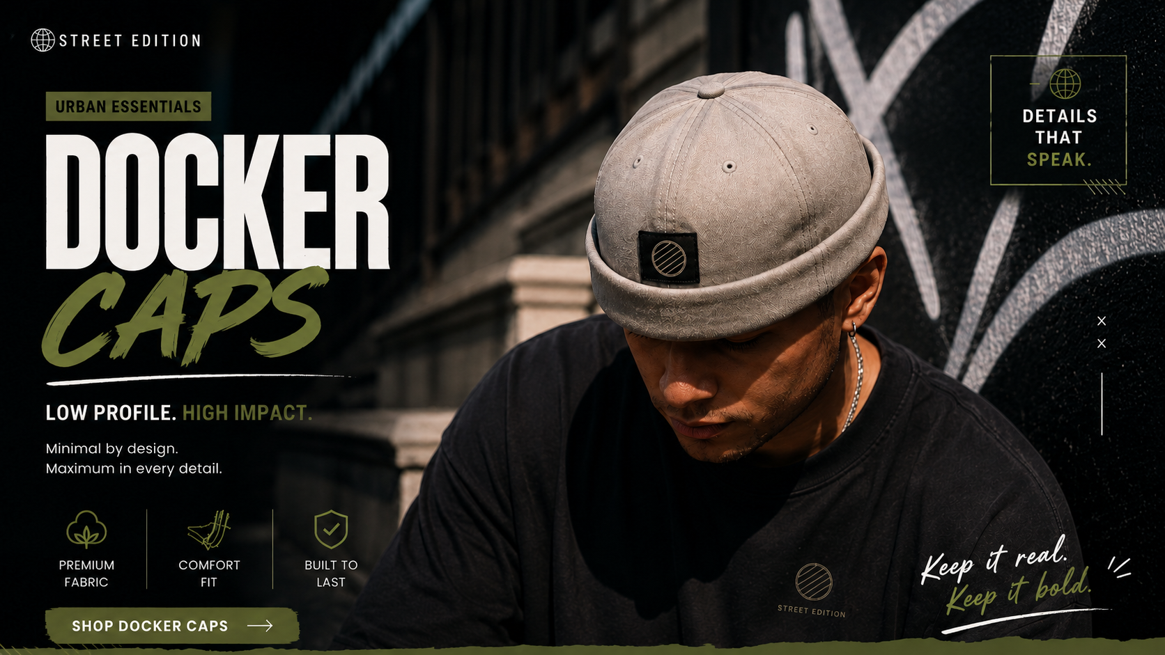 Bespoke docker caps streetwear campaign