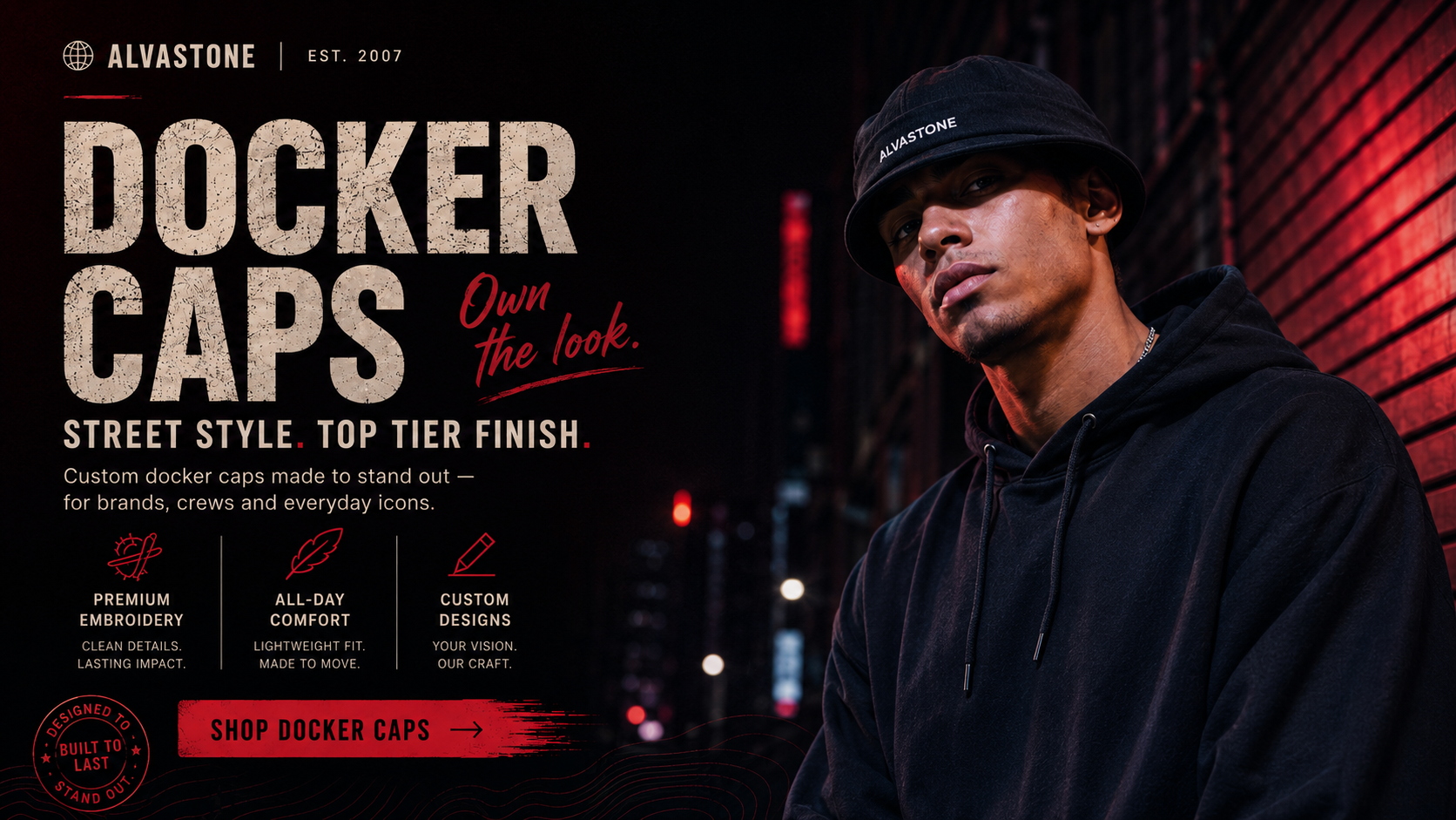 Alvastone red docker caps campaign