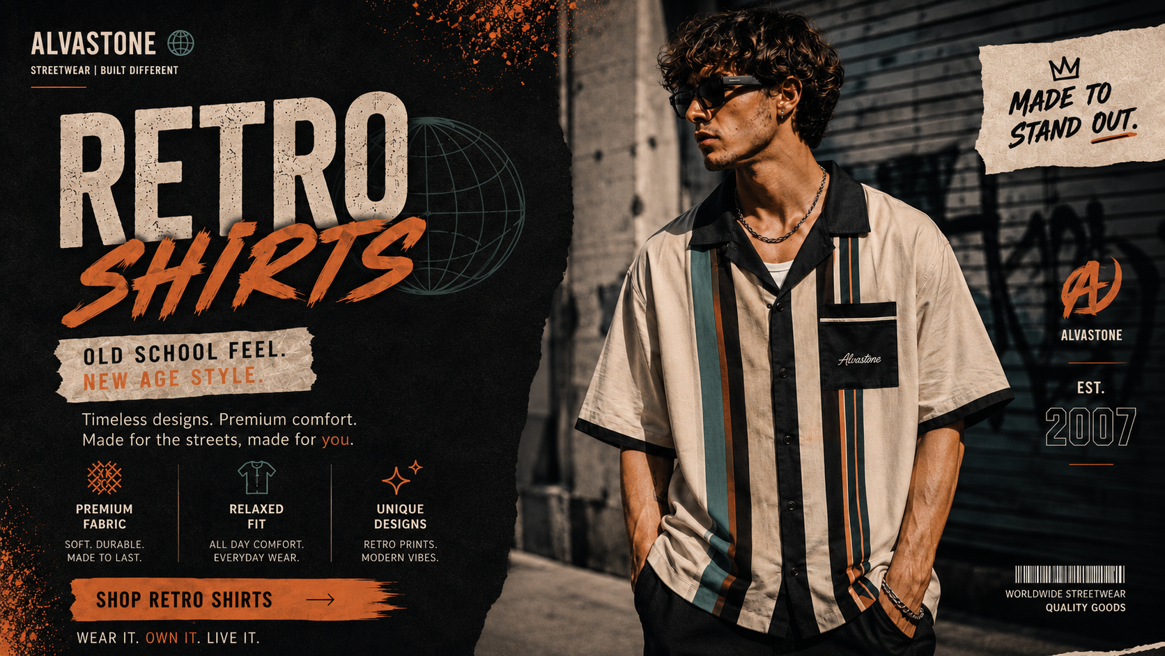 Alvastone retro shirts streetwear campaign